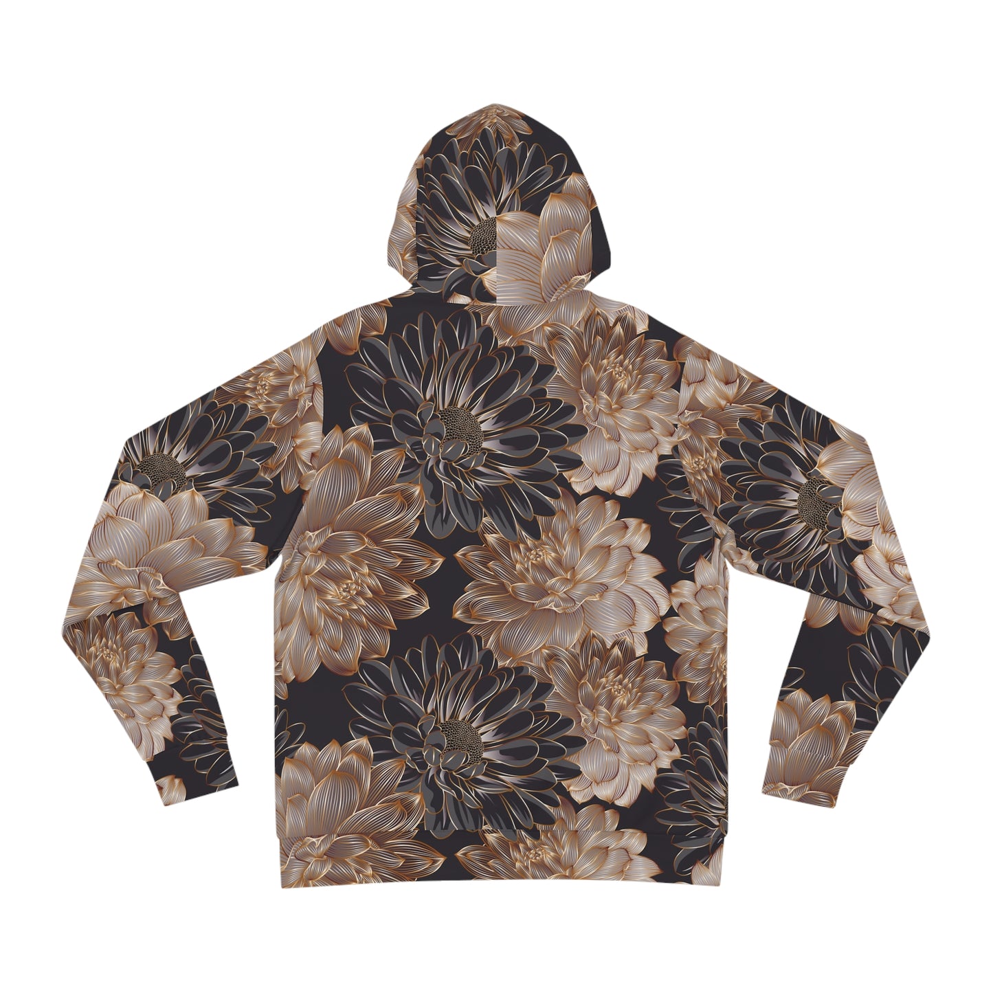 Floral Satin Chrysanthemum Hoodie    All-Over-Print Fashion Pullover
