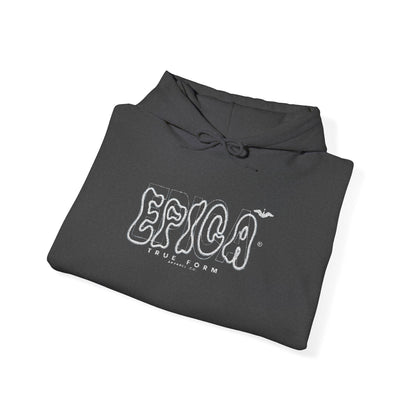 embroidered Hoodie — 'EPICA' Graffiti Logo Black Pullover