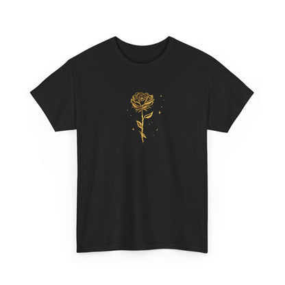 Unisex golden Rose Tee    Calligraphy Floral Graphic Shirt