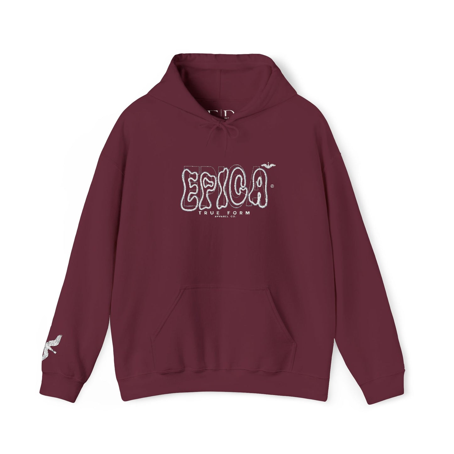 embroidered Hoodie — 'EPICA' Graffiti Logo Black Pullover