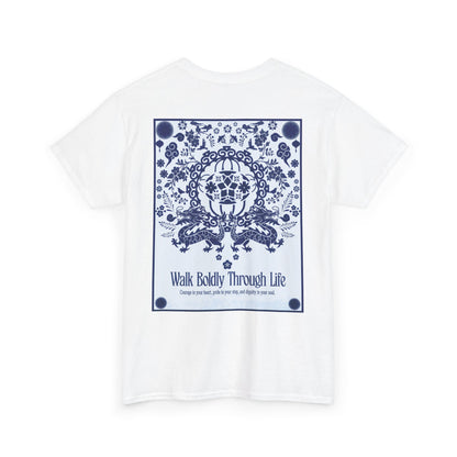 Inspirational 'Walk Boldly Through Life' Japanese Dragon Tee