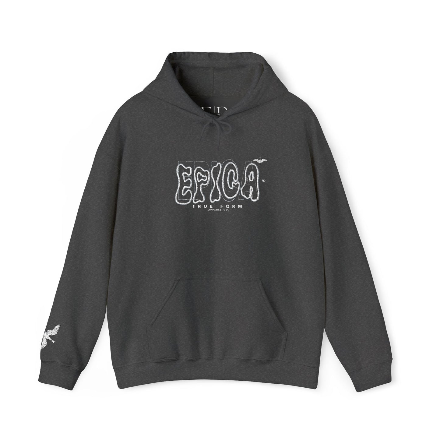 embroidered Hoodie — 'EPICA' Graffiti Logo Black Pullover