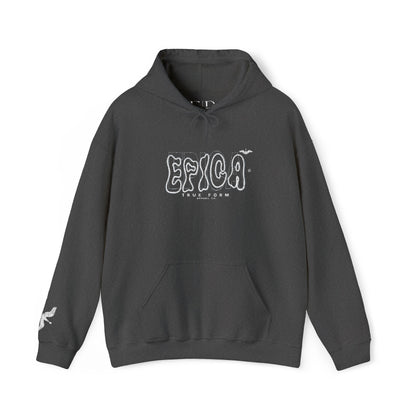 embroidered Hoodie — 'EPICA' Graffiti Logo Black Pullover