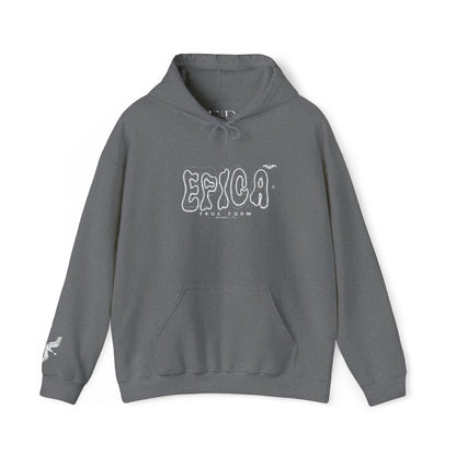 embroidered Hoodie — 'EPICA' Graffiti Logo Black Pullover