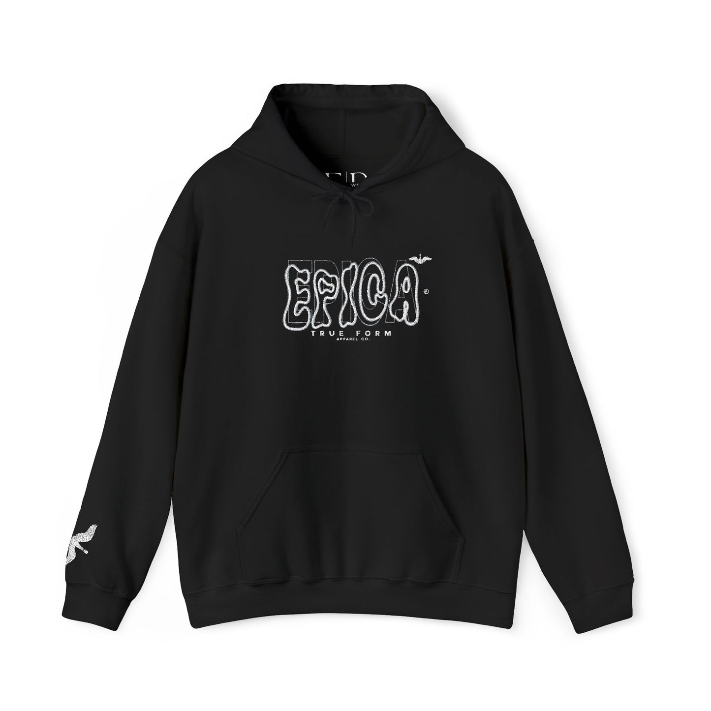 embroidered Hoodie — 'EPICA' Graffiti Logo Black Pullover