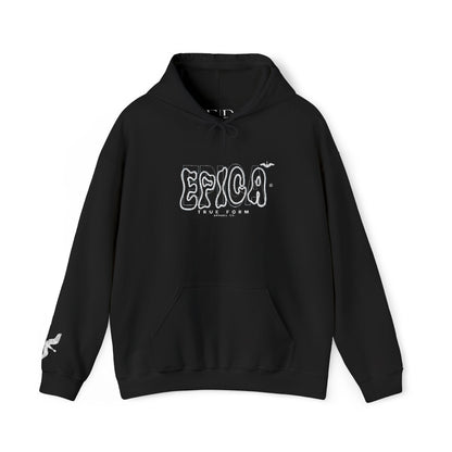 embroidered Hoodie — 'EPICA' Graffiti Logo Black Pullover