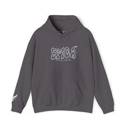 embroidered Hoodie — 'EPICA' Graffiti Logo Black Pullover