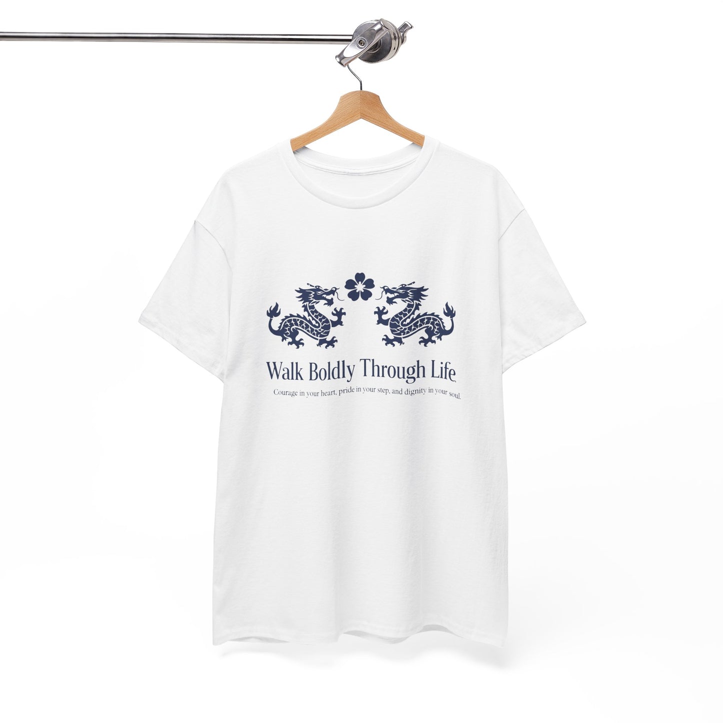 Inspirational 'Walk Boldly Through Life' Japanese Dragon Tee