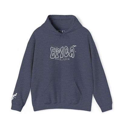 embroidered Hoodie — 'EPICA' Graffiti Logo Black Pullover