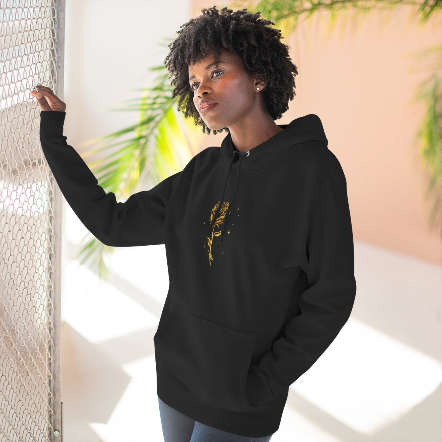 Arabic Calligraphy Rose Hoodie — Alhamdulillah Gold Floral Islamic Hoodie for Ramadan ✨