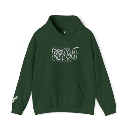 embroidered Hoodie — 'EPICA' Graffiti Logo Black Pullover