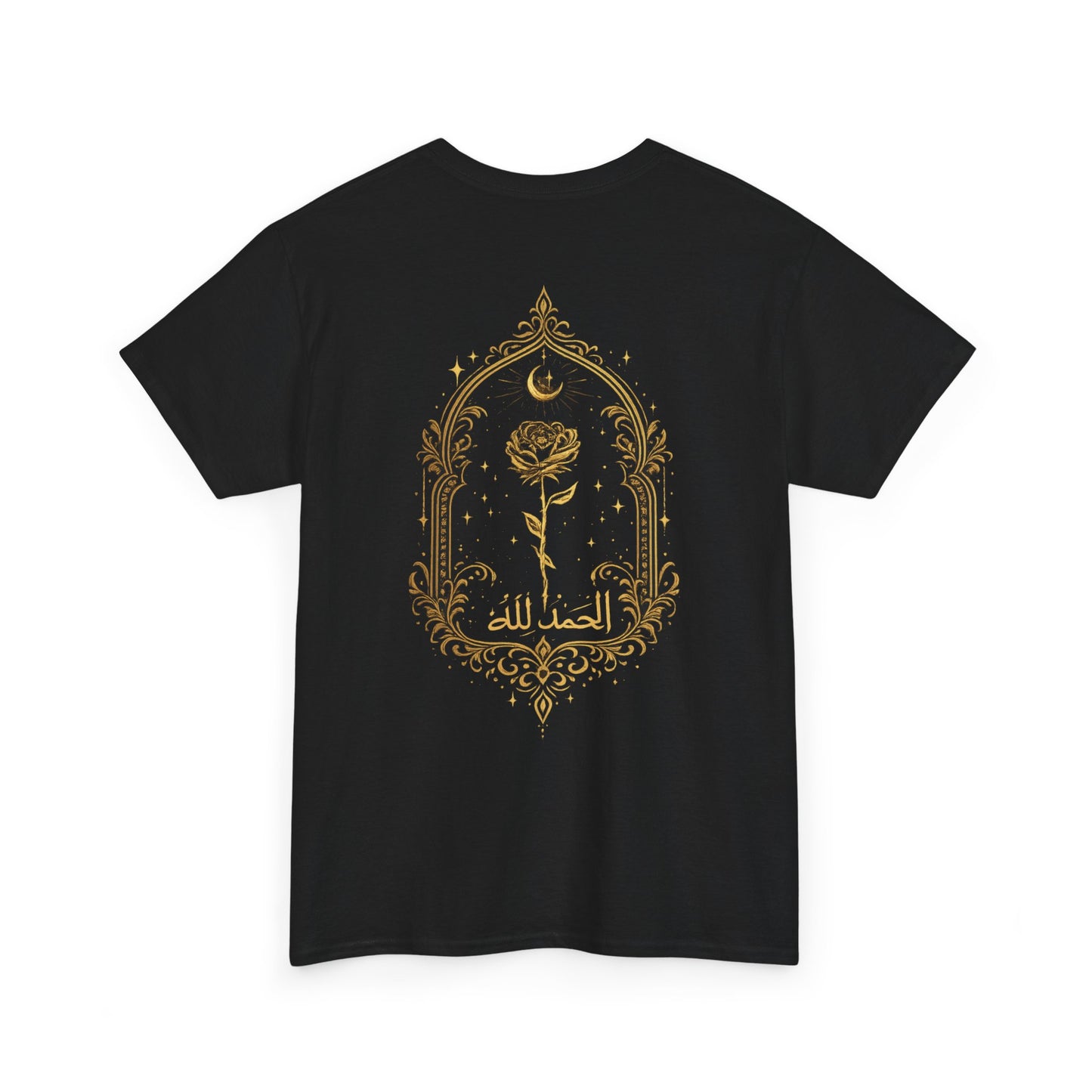 Unisex golden Rose Tee    Calligraphy Floral Graphic Shirt