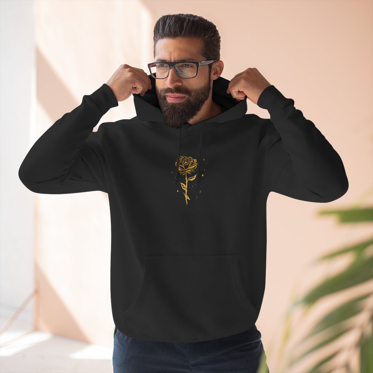 Arabic Calligraphy Rose Hoodie — Alhamdulillah Gold Floral Islamic Hoodie for Ramadan ✨