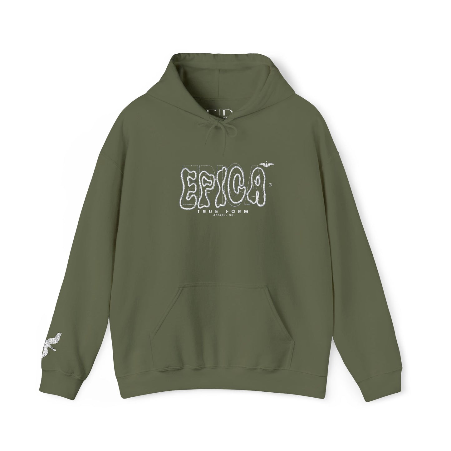 embroidered Hoodie — 'EPICA' Graffiti Logo Black Pullover