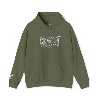 embroidered Hoodie — 'EPICA' Graffiti Logo Black Pullover
